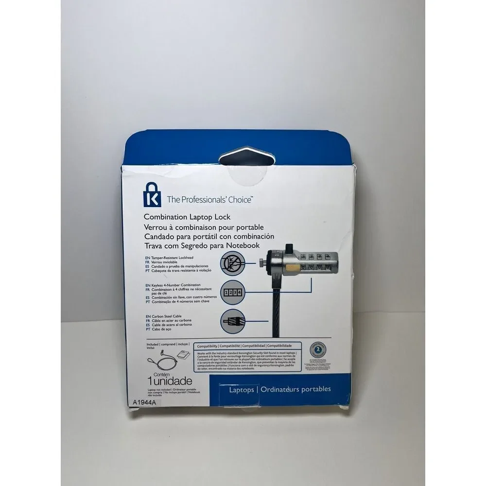 Kensington Combination Cable Lock For‎ Laptops, (K64673AM) New Open Box